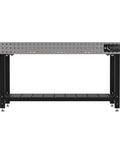 Heavy Duty No Frills Welding Fixture Table 72X36X36 Inches with grey steel top and under shelf for shop floor use.