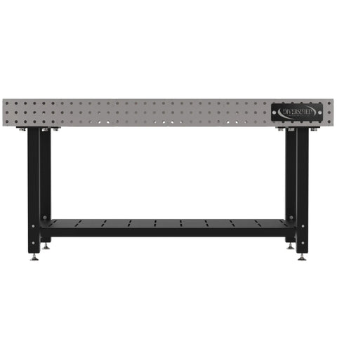 Heavy Duty No Frills Welding Fixture Table 72X36X36 Inches with grey steel top and under shelf for shop floor use.