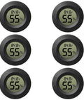Six Pack Mini Hygrometer Thermometer Digital LCD Humidity And Temperature Monitor For Indoor Outdoor Use In Greenhouses And Reptile Enclosures Reads Fahrenheit Or Celsius Super Handy And Easy To Read, six black round LCD gauges