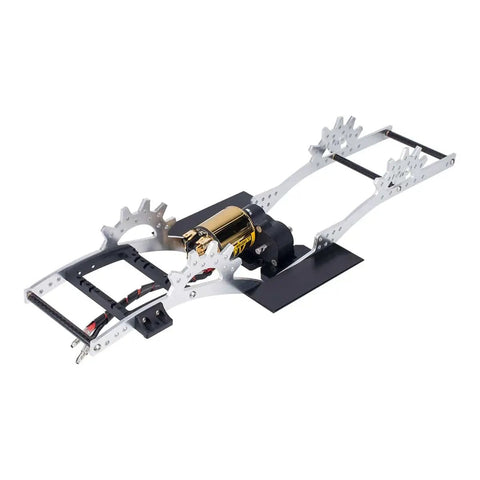 Low Center Of Gravity Metal Transmission Gearbox For One Tenth RC Crawlers Sealed R2 Gearbox With Steel Gears Sand Proof And Dust Proof Crawler Transmission For Capra Axle DIY Chassis Black on metal chassis
