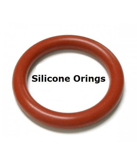 Red silicone O-ring close-up; 5/32 in ID, 9/32 in OD, 1/16 in cross-section