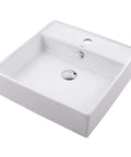 Square Vessel White Porcelain Bathroom Sink With Overflow In Eighteen And Five Eighths Inches, Durable Ceramic Finish, Easy To Clean Glazed Surface