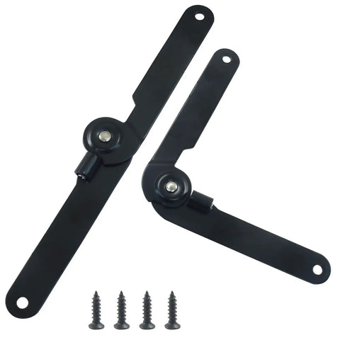 Badass Heavy Duty Folding Lid Support Hinges With Smooth As Butter 180 Degree Motion Built For Cabinet Doors Furniture Repairs And DIY Woodworking Builds In Classic Black Finish with screws.