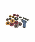 Mini Surface Prep Sander Kit With 14-Piece 2-Inch And 3-Inch Sanding Discs, Lightweight Pistol-Grip displayed with accessories