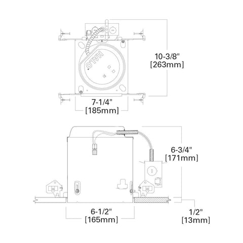6 Inch New Construction IC Housing LED Recessed Ceiling Light Retrofit Kit Four Pack With Dimmable White Integrated Trim diagram