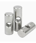5 Pack Barrel Nuts And Cross Dowel Bolts Set In Silver Stainless Steel For Quick Furniture Assembly, side view