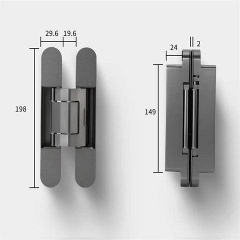 Beefy Hidden Hydraulic Hinge Buffer Delivering Smooth As Silk Automatic Closing Featuring Cross Hinge And Three Dimensional Spring Action Rock Solid Zinc Alloy Badass Build Sleek White Finish Handles An Epic 80 Kg Load Zero Drama Install 3 Pack Dimensions shown from top and side