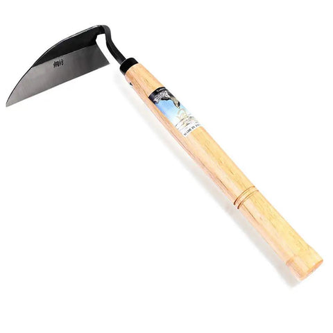 Pro Grade Japanese Weeding Sickle For The Garden With Ultra Sharp Edge Nejiri Gama Made In Japan Traditional Craftsmanship displayed diagonally