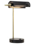 LED Desk Lamp With USB Charging Port And Flexible Swivel Arm, Sturdy Metal Construction, Soft White 3000K Reading Light, Perfect Bedside Or Office Table Lamp, ETL Listed, Sleek Black Piano Style Lamp with a perforated lampshade and round base