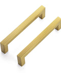 30 Pack 5 Inch Square Cabinet Handles In Brushed Brass Finish Stainless Steel Kitchen Hardware Pulls With 128mm Hole Center Designed For Cabinets