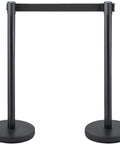 Black Boss Grade Crowd Control Stanchion Set With Six Point Six Feet Black Retractable Belt Solid Metal Base Durable Stainless Steel Poles