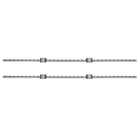 Four Sliders Linear Rail Kit With Dust Proof Pads, Alloy Steel Guide Rail System for CNC Machines in horizontal layout.