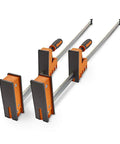 Heavy Duty 50 Inch Parallel Clamps 2 Pack Woodworking Bar Clamps With Wide Padded Jaws in orange and gray, suitable for secure woodworking.