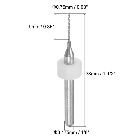 0.75mm Tungsten Carbide PCB Drill Bits For CNC Engraving And Jewelry Making, One Eighth Inch Shank Micro Drill Bits