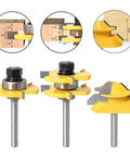 1/4 Inch 6mm Shank Tongue And Groove Router Bit Set With Durable Tungsten Steel Construction And 45 Lock Miter Bit, detailed view
