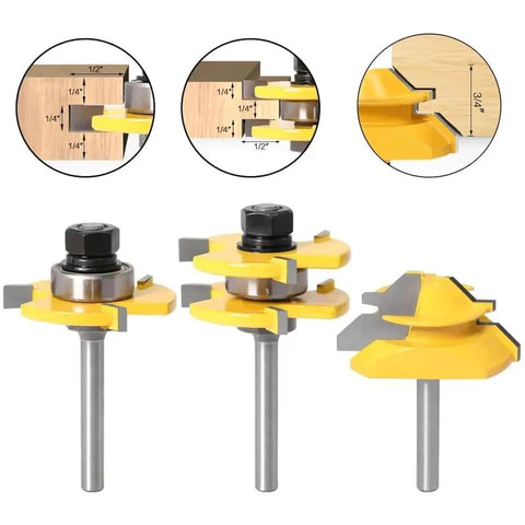 1/4 Inch 6mm Shank Tongue And Groove Router Bit Set With Durable Tungsten Steel Construction And 45 Lock Miter Bit, detailed view