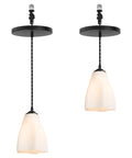 Kiven Instant Light Conversion Kit for 4/5/6inch Hole, 2-Light Glass Farmhouse Lighting with black finish and glass shades.