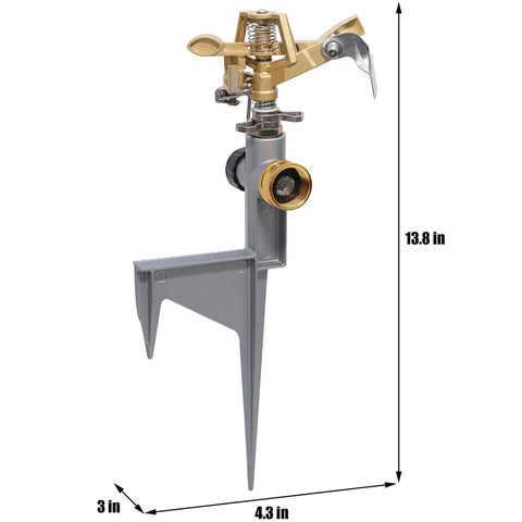 Impact Sprinkler Head On Metal Step Spike Heavy Duty Zinc Alloy Lawn Sprinkler With Adjustable Coverage Nozzle 360 Degree Full Circle