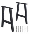 16 Inch Black Iron Table Leg Set Of 2 For Dining Tables with screws, trapezoidal shape, heavy duty metal bench legs