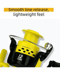 12 Ball Bearing Spinning Fishing Reel With Heavy Duty Metal Body Built For Saltwater And Freshwater Action, yellow design
