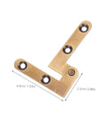 Heavy Duty Brass Hidden Door Pivot Hinges For Wood Doors, shown angled with size dimensions