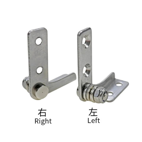Stainless steel damping hinge pair with adjustable torque shafts; right hinge and left hinge with mounting plate