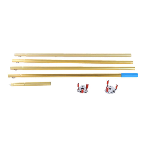 Smoke Detector Removal Tool With 4 3 Meter Aluminum Telescoping Pole For High Ceilings And Tight Nooks Featuring Quick Release Jaw, parts laid out.