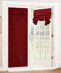 French Door Curtain Panel Privacy Blackout Tie Up Shade In Burgundy Red 26 By 72 Inches No Drill Easy Install With Adhesive Straps Energy Saving Window Covering For Kitchen Dining Nursery And Bathroom installed on French doors
