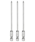 3 Piece Magnetic Ball End Hex Screwdriver Bit Set, 2mm H2.0 Ball End Bits, 1 Quarter Inch Hex Shank, 100mm Long, S2 Steel