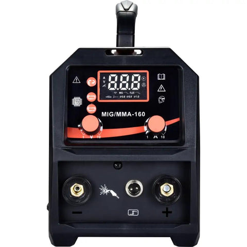 Front view of 4 In 1 Portable Inverter Welder With 160A Dual Voltage Do It All MIG MMA Lift TIG Arc Welding Machine For Home Workshop