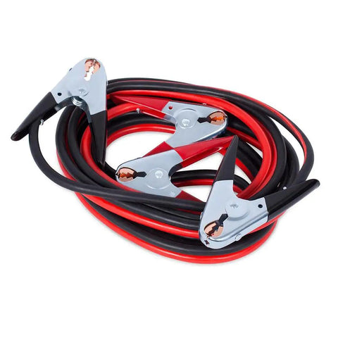 Heavy Duty 1100A Battery Jumper Cable Clamps Set Of 4 With Copper Conductors And Insulated Handles coiled on a white background
