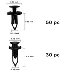 Two sizes of plastic fasteners from the All In One Car Retainer Clips Kit 200 Pieces Plastic Fasteners Set For Auto Body Panels Universal Push Pin Rivets