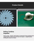 High Efficiency Micro Hydroelectric Generator Kit Pelton Impulse Turbine impeller and alternator components on green surface