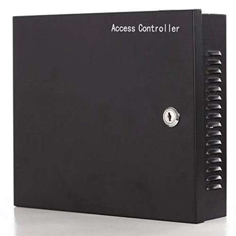 One Door Proximity RFID Access Control System with 600 Lb Magnetic Lock, showing access controller box with keyhole