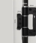 Heavy Duty Hydraulic Door Hinge With Automatic Close And Adjustable Speed Settings Crafted From Rust Proof Aluminum Alloy, showing size and installation details.