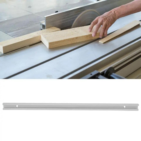 Aluminum T Slot Track Kit For Woodworking, Universal Double Cut T Track With Pre Drilled Mounting Holes in use on a saw table