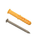 200 Pcs Plastic Expansion Drywall Anchor Screws Assortment Kit Self Tapping Heavy Duty, Yellow Zinc Plated Finish, Rust Resistant Wall Mount Fasteners For Shelves, Mirrors, TVs, Picture Frames And DIY Projects. Yellow plastic drywall anchor with self tapping screw