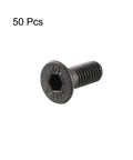 Heavy Duty M3x8mm 10.9 Grade Carbon Steel Countersunk Flat Head Hex Socket Allen Drive Screws in black oxide finish, pack of 50.