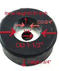 Air Compressor Rubber Foot Pads Set Of Four For Vibration Reduction And Stable Operation with dimensions labeled