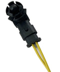 Straight Shot Ambient Air Temperature Sensor With Pigtail Wire Harness Direct Replacement For Cadillac Buick Gmc Trucks close-up view of connector and wires.