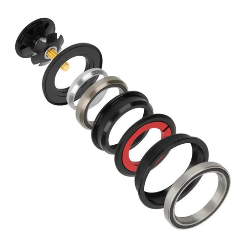 Heavy Duty Aluminum Alloy Bicycle Headset 55Mm Steerer Tube detailed view of components for tapered and straight forks.
