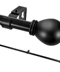 Heavy Duty Black Curtain Rod Set For Windows 45 To 48 Inches With Matte Black Lamp Style Finials, Adjustable 1 Inch Diameter Metal Drapery Pole For Versatile Window Treatments And Easy Install Built To Last