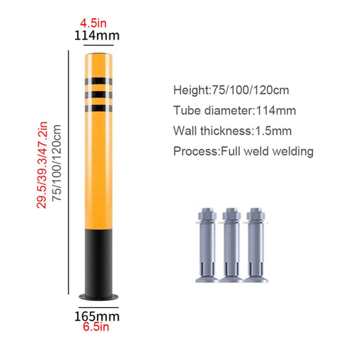 High Visibility 75cm Safety Cones 4 Pack With Delineator Posts For Parking Lots And Industrial Traffic Control Floor Mounted Driveway Barrier Tough Durable Steel Bollard Poles Quick Setup For Safe Guidance, 75cm steel bollard, 114mm diameter