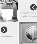No Sweat Full Auto Bean To Cup Coffee Maker With 19 Bar High Pressure Brewing pouring espresso into two white cups.