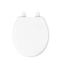 Brevia Quiet Close Round Toilet Seat With Grip Tight Bumpers And Quick Attach Hardware shown from top view, white color