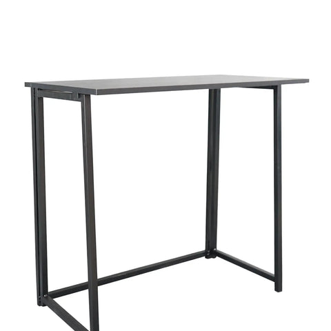 Rock Solid Collapsible Gaming Desk, No Sweat Folding Laptop Table For Home Office Hustle, black particleboard workstation shown.