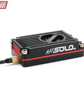 Rush Tank Max Solo 2.5W 5.8GHz FPV VTX with Active Cooling CNC Shell, shown from an angle highlighting fan and CNC design