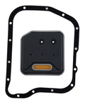 Drop-In Transmission Filter Kit For 14-Bolt RE Auto Transmissions, Includes Internal Pan Filter, Outer Perimeter Seal Gasket, And All-In-One Maintenance Components For Jeep And Dodge Compatibility. black transmission filter and gasket set