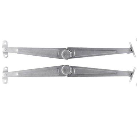 Two Pack Lid Support Hinge For Cupboards And Desk Drop Fronts Heavy Duty 10.2 Inch Iron Folding Stay Silver Finish