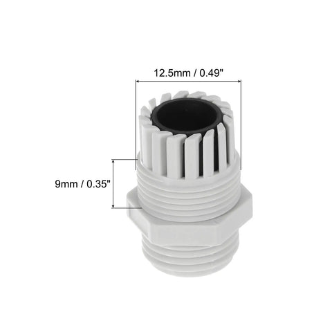 10 Piece PG7 IP68 Waterproof Cable Gland Kit For 3 To 6.5mm Cables, Adjustable Strain Relief, Spiral Nylon Joint Gasket, Weatherproof Wire Connector For Outdoor Use, Built Tough Gray, 12.5mm x 9mm